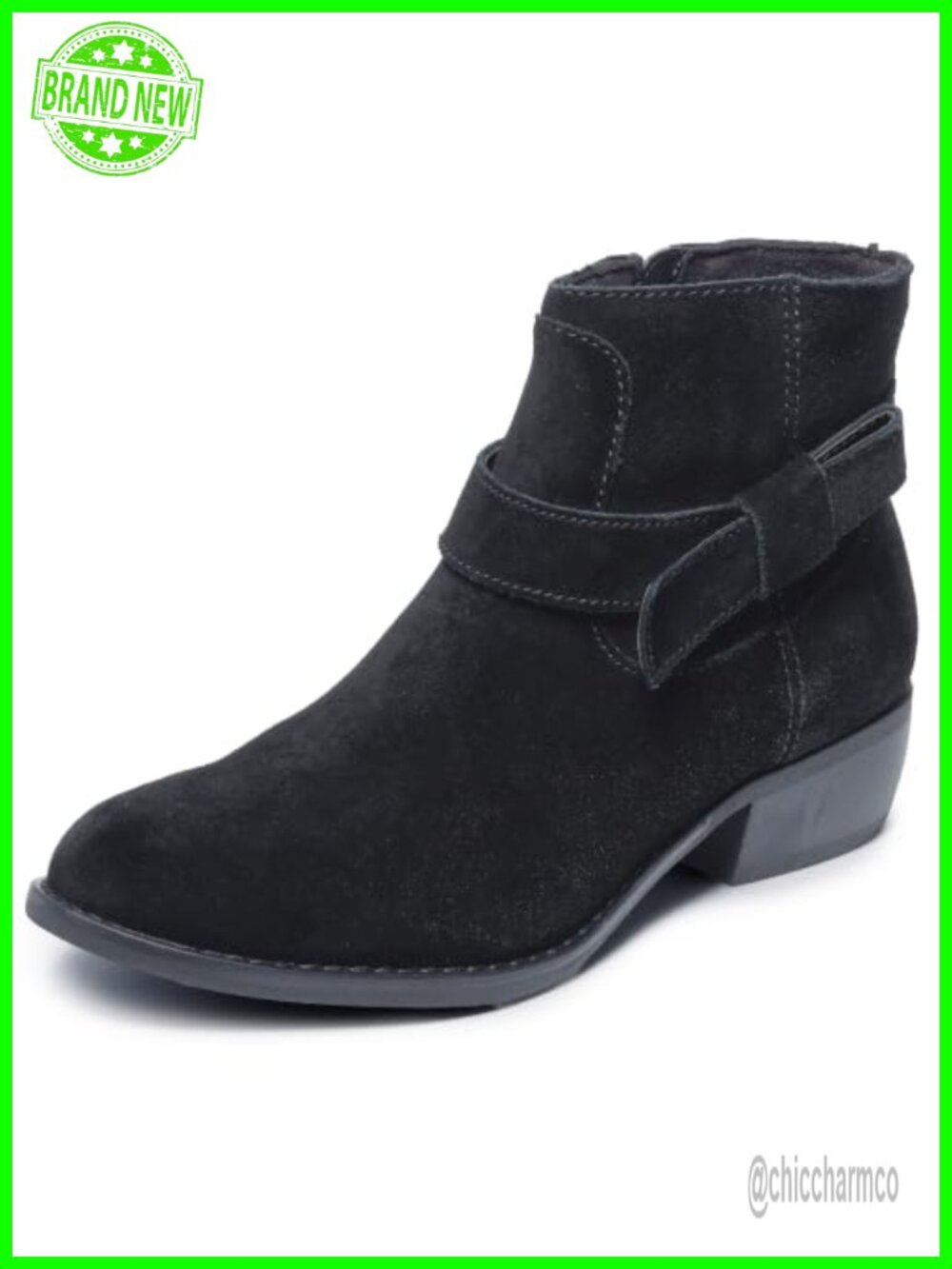 Suede Western Ankle Bootie with Memory Foam & Scotchgard